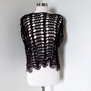 Zara Black Crochet Open-Knit Top